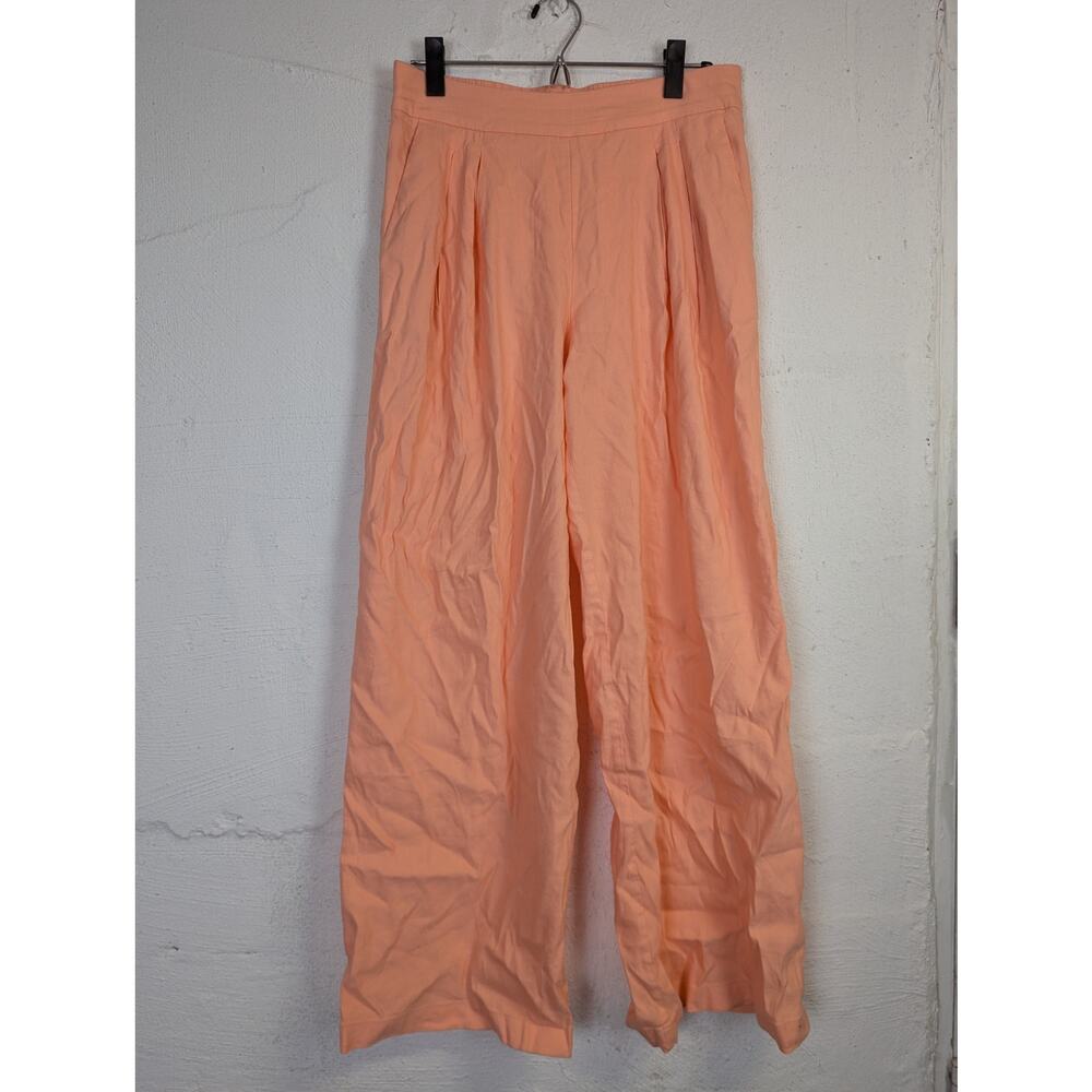 Peach Linen Blend Pants Coastal High Waist Relaxed Breezy Resort INC Womens 6